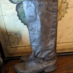 Gray motorcycle boots